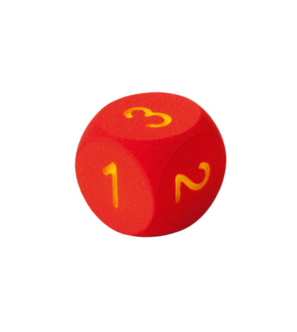 Velká pěnová kostka s čísly 1-6, červená, 16cm