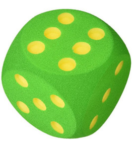 Velká pěnová kostka s tečkami- zelená, 16cm