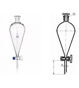 Trychtýř dělící hruškovitý s NZ, se skleněnou zátkou a skleněným kohoutem 100ml