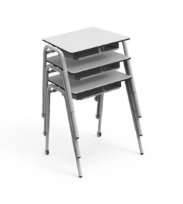 Žáky kolaborativní 3-místný stůl, nastavitelná výška 64-70-76 cm