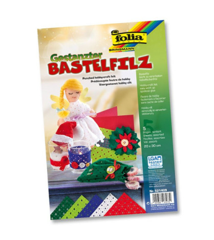 Filcová textilie Vánoce, 5ks, A4