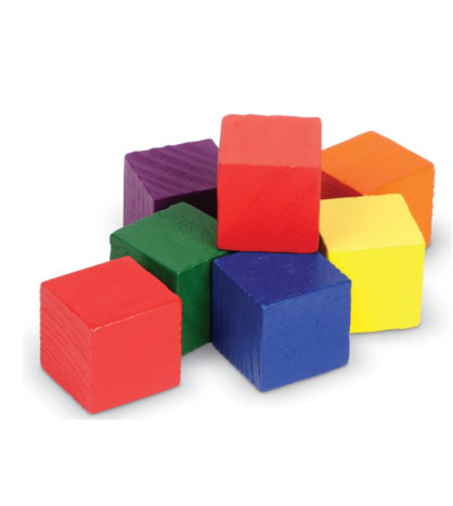 Kostky dřevěné barevné 2,5cm/102 ks