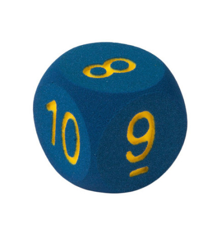 Velká pěnová kostka s čísly 0/6/7/8/9/10, modrá, 16cm