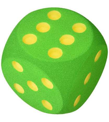 Velká pěnová kostka s tečkami- zelená, 16cm