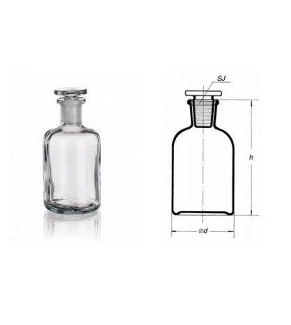 Láhev úzkohrdla reagenční, čirá se zabroušenou zátkou 250ml