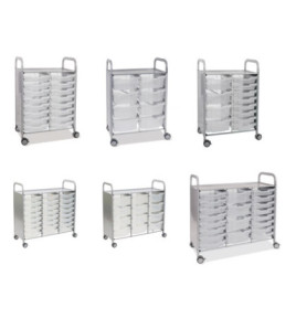 Vozík s antimikrobiálním povrchem pro 8 mělkých boxů F1 a 4 hluboké boxy F2